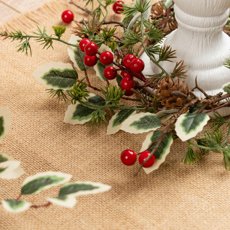 Set of 2 Variegated Leaf & Berry Candle Rings 25cm